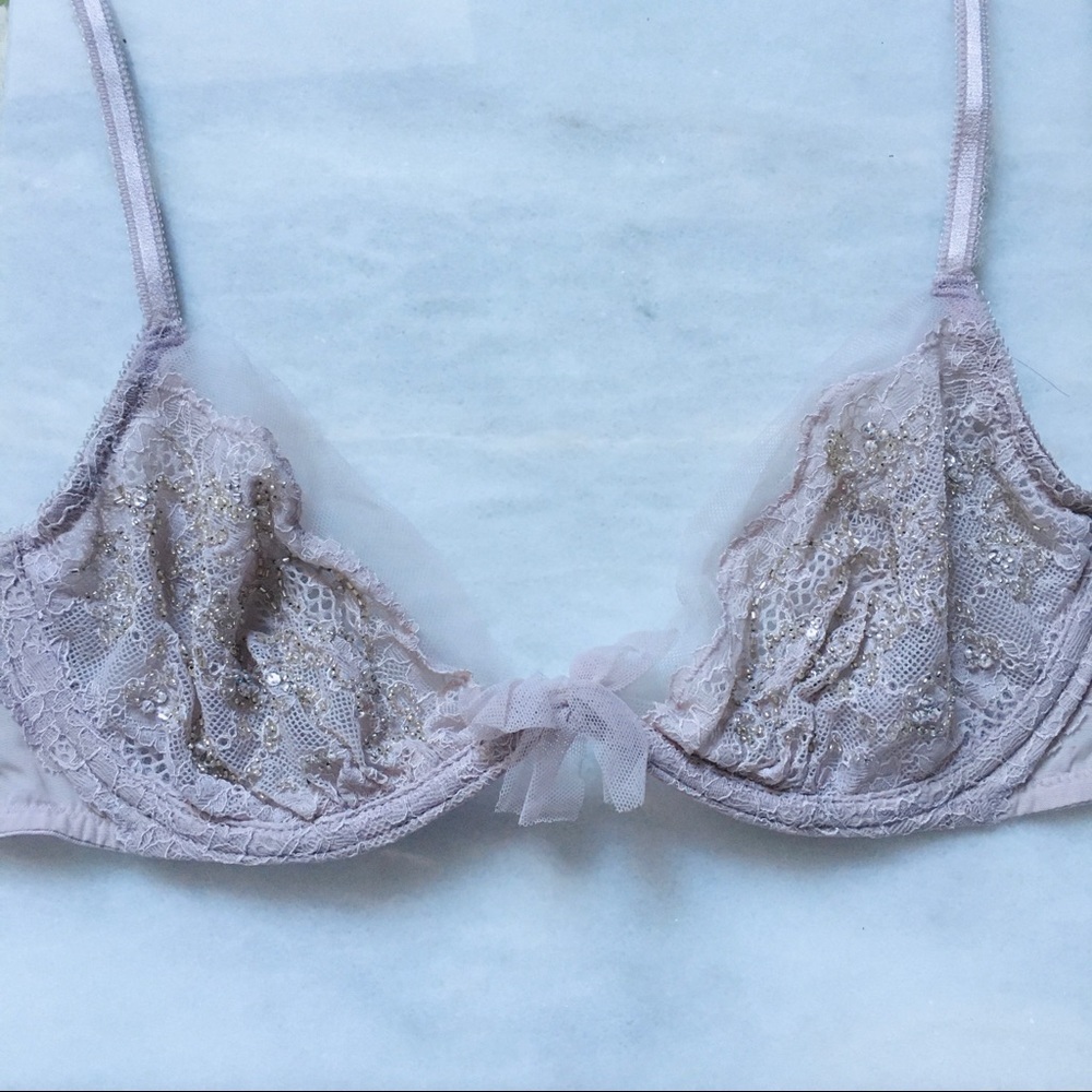 NWT VS Runway Sheer Embellished Lace Bra